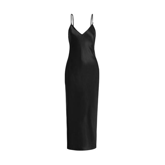 FRAME �Silk-Satin� Black Silk Midi Slip Dress Size S - Picture 1 of 6